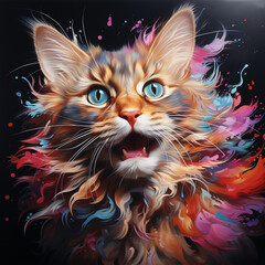 An energetic and majestic cat art