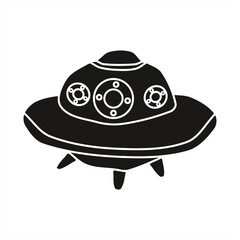 monochrome silhouette illustration of unidentified flying object