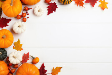 Banner with space for text. Border with orange pumpkins.