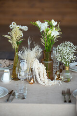 table setting with flowers