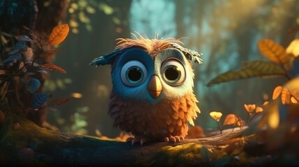 Cute baby owl. Created with Generative AI.	