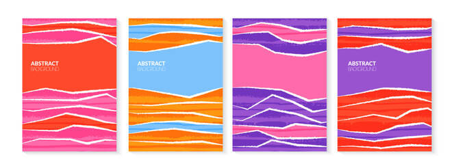 Abstract line wave vector poster background. Modern pink template, bright minimal stripe texture. Contemporary nature landscape illustration, organic wavy print. Trendy red mountain, violet brochure