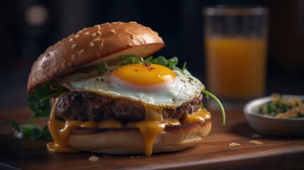 Tasty handmade burger. Created with generative AI.