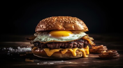 Tasty handmade burger. Created with generative AI.
