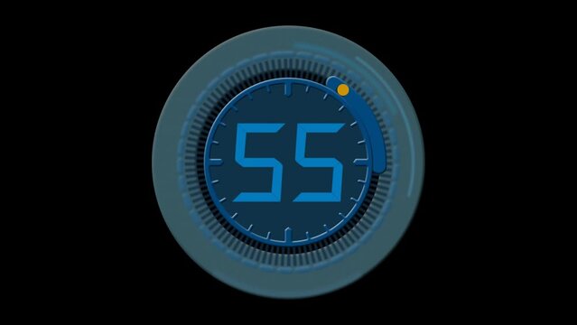 Countdown from 60 sec to 0 for Compositing, with Alpha Channel, transparent background. Easy to use.