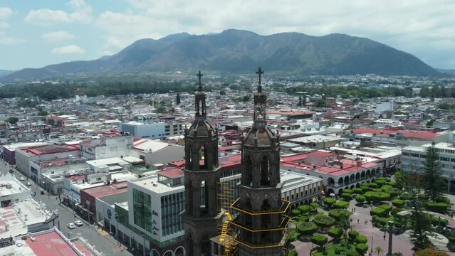 Iconic Towers of the Cathedral of Tepic, Nayarit. Mexico
