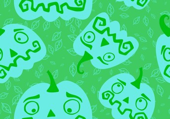Autumn cartoon harvest season Halloween pumpkins pattern for wrapping paper and linens and fabrics