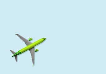 Naklejka premium Airplane colored toy flying on color background