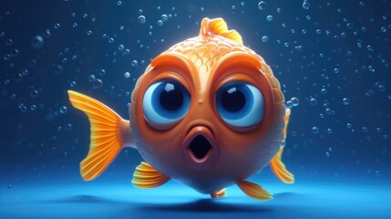 gold fish with big bulging eyes. Created with Generative AI.