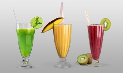 Tasty sweet cocktails in glass on the desk