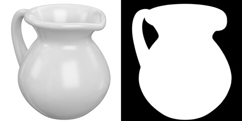 3D rendering illustration of a white porcelain pitcher