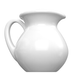 3D rendering illustration of a white porcelain pitcher