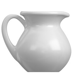 3D rendering illustration of a white porcelain pitcher