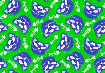 Halloween cartoon cats seamless pumpkins and ghost and monsters vampire pattern for fabrics and wrapping paper