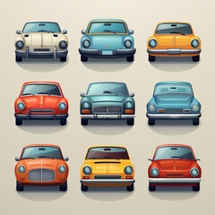 Fototapeta premium Vector art of car icons in multiple colors. (Generated by AI)
