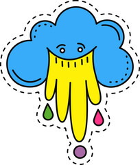 Cute kawaii sticker. Lineal icon with white outline