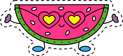 Cute kawaii sticker. Lineal icon with white outline