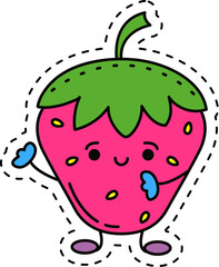 Cute kawaii sticker. Lineal icon with white outline