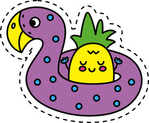 Cute kawaii sticker. Lineal icon with white outline