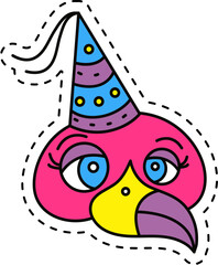 Cute kawaii sticker. Lineal icon with white outline