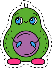 Cute kawaii sticker. Lineal icon with white outline