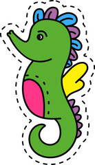 Obraz premium Cute kawaii sticker. Lineal icon with white outline