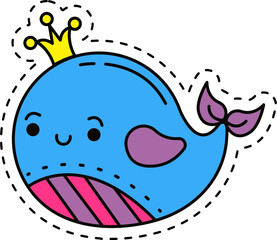 Cute kawaii sticker. Lineal icon with white outline