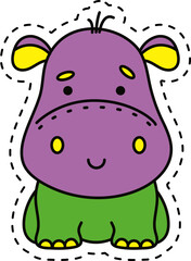 Cute kawaii sticker. Lineal icon with white outline