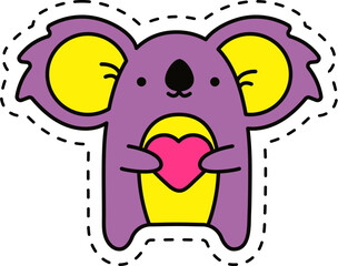 Cute kawaii sticker. Lineal icon with white outline