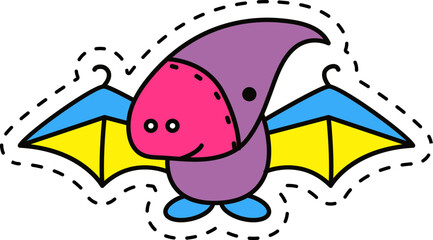 Cute kawaii sticker. Lineal icon with white outline