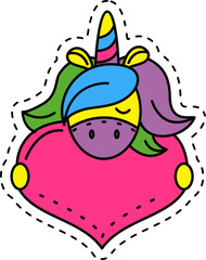 Cute kawaii sticker. Lineal icon with white outline