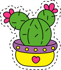 Cute kawaii sticker. Lineal icon with white outline