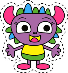 Cute kawaii sticker. Lineal icon with white outline