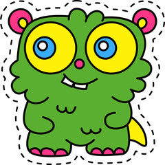 Cute kawaii sticker. Lineal icon with white outline