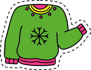 Cute kawaii sticker. Lineal icon with white outline