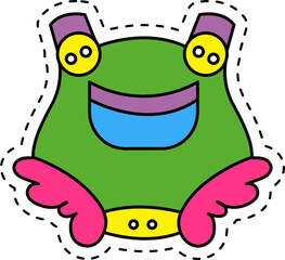 Cute kawaii sticker. Lineal icon with white outline