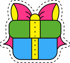 Cute kawaii sticker. Lineal icon with white outline