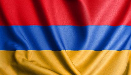 Fototapeta premium folded flag of Armenia with visible satin texture