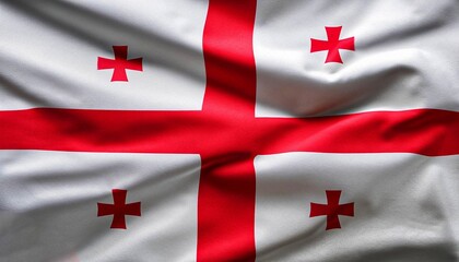 folded flag of Georgia with visible satin texture
