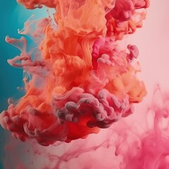 Paint or ink is poured into the water. AI generated. 