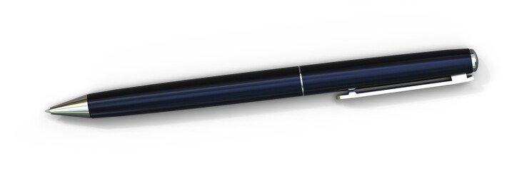 Dark blue ballpoint pen isolated on transparent background