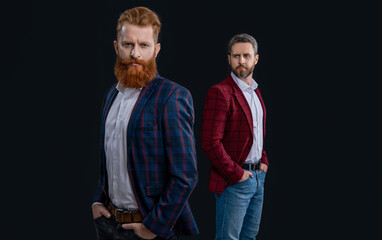 Obraz premium handsome men in formalwear isolated on black. men in formalwear at studio.