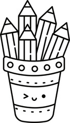 Doodle cute illustration. Kawaii characters for childrens coloring book