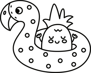 Doodle cute illustration. Kawaii characters for childrens coloring book