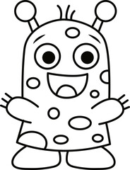 Doodle cute illustration. Kawaii characters for childrens coloring book