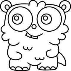 Doodle cute illustration. Kawaii characters for childrens coloring book
