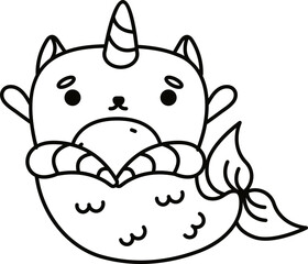 Doodle cute illustration. Kawaii characters for childrens coloring book