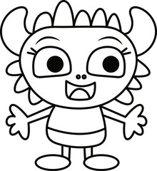 Fototapeta premium Doodle cute illustration. Kawaii characters for childrens coloring book