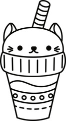Doodle cute illustration. Kawaii characters for childrens coloring book