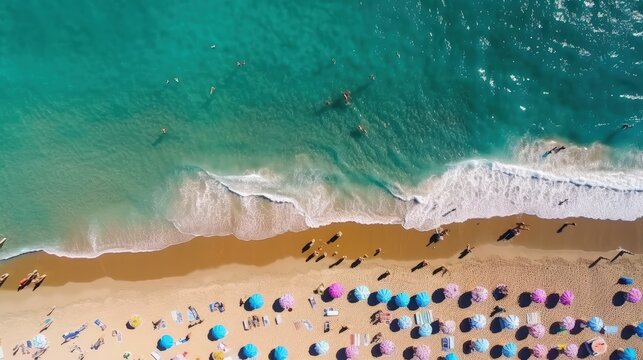 Sea and beach aerial photography. AI generated
